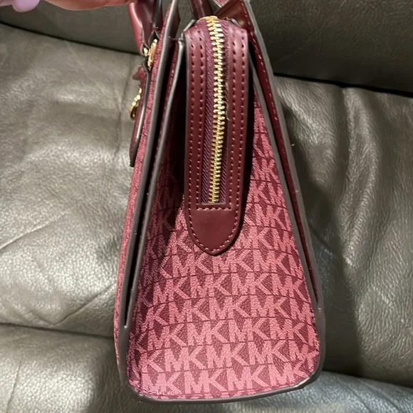 Michael Kors Burgundy and Gold Satchel - Picture 4 of 13